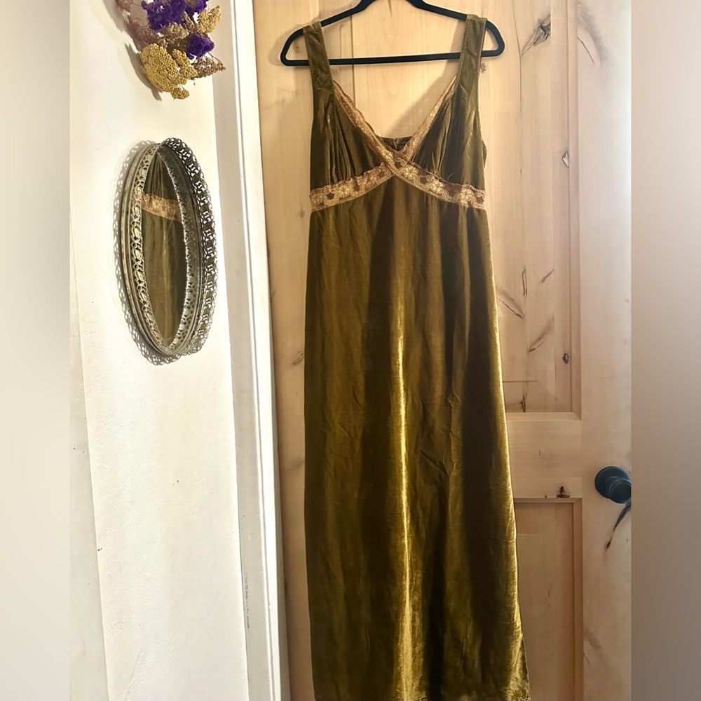 Nasty Gal Velvet Lace Trim Maxi